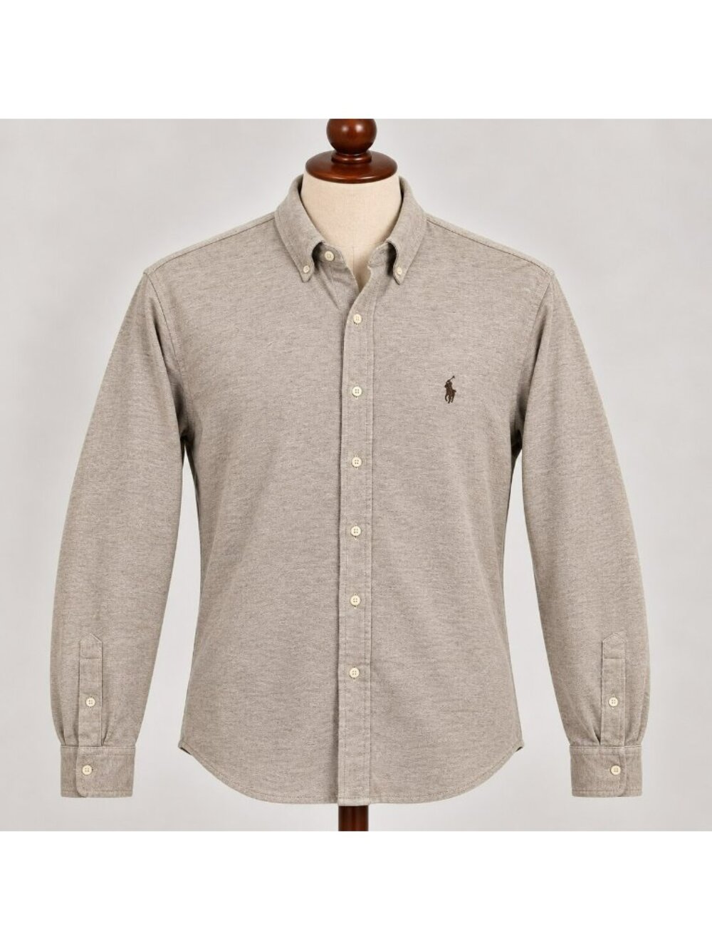 Polo Ralph Lauren Featherweight Mesh Shirt Mens L Beige Long Sleeve Button Down